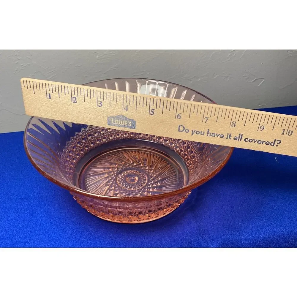 Vintage pink depression glass serving salad bowl